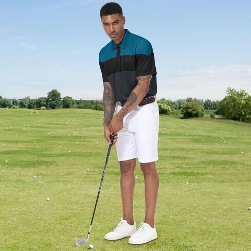 TIHEEN Mens Polo Shirts Short Sleeve Moisture Wicking Preformance Golf Shirts Big and Tall in Kuwait