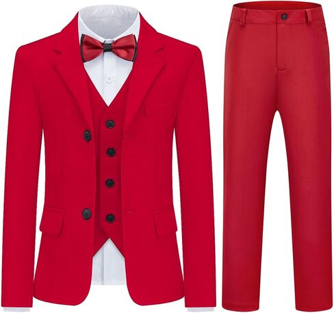 الأولاد الدعاوى 3 قطعة رسمية الأحمر الاطفال بذلات سهرة للأولاد حجم 10 سليم صالح عادية حلقة حامل الزي السترة السراويل سترة in Kuwait