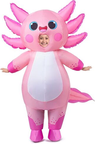 Spooktacular Creations Kids Inflatable Costume, Full Body Pink Axolotl Air Blow Up Halloween Costumes in Saudi Arabia