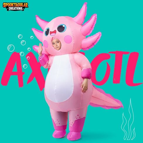 Spooktacular Creations Kids Inflatable Costume, Full Body Pink Axolotl Air Blow Up Halloween Costumes in Saudi Arabia