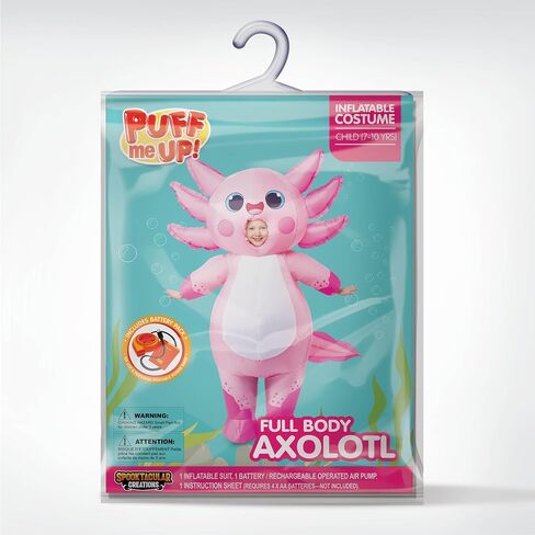 Spooktacular Creations Kids Inflatable Costume, Full Body Pink Axolotl Air Blow Up Halloween Costumes in Saudi Arabia