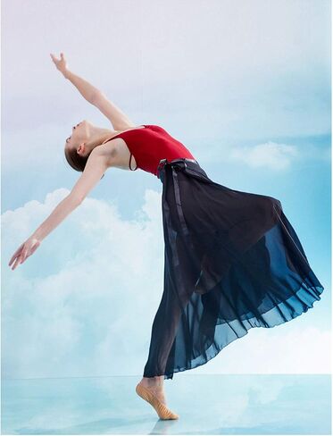 تنانير الباليه النسائية من Daydance، تنانير رقص طويلة شفافة باللون الأسود مع ربطة الخصر in Kuwait