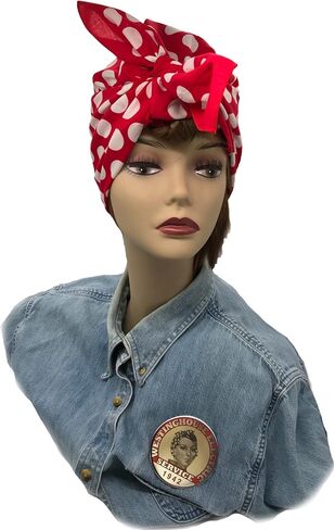Rosie the Riveter Bandana and "Antiqued" Employment Button - Big Bold Bundle in Kuwait