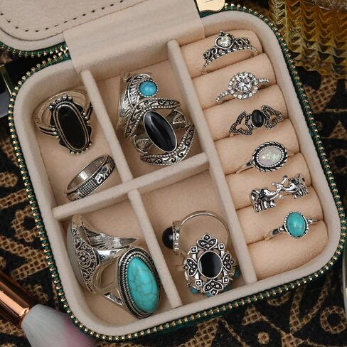 مجموعة خواتم مفصلية فضية عتيقة من 36 قطعة للنساء والفتيات من كيسويف، مجوهرات غربية، خواتم جمالية، خواتم بوهيمية متوسطة الحجم، مجموعة خواتم اصبع قابلة للتكديس من حجر الفيروز العتيق، هدية للنساء in Kuwait