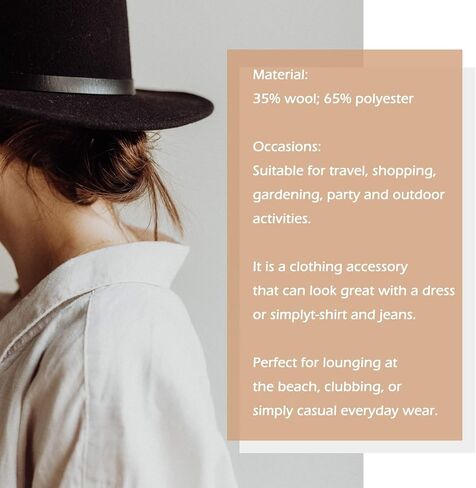 قبعة Lisianthus النسائية ذات حافة واسعة من الصوف فيدورا بنما مع إبزيم حزام in Kuwait