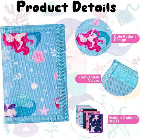 Sweetude 12 Pcs Kids Wallets for Girls Little Girls Wallets with Zipper and Lanyard Cartoon Unicorn Mermaid Butterfly Dolphin Wallet Christmas Birthday Gifts for Girls Age 5-18 Trifold Pocket in Saudi Arabia