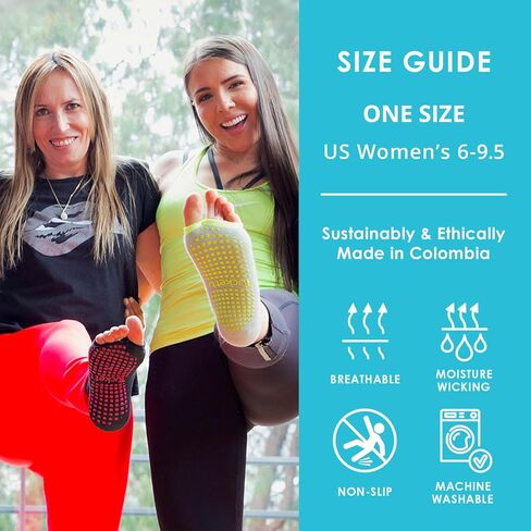 جوارب Tucketts للركبة طويلة بدون أكمام ومضادة للانزلاق - مضادة للانزلاق لليوجا والباري والبيلاتس والمنزل والترفيه - زوج واحد مقاس 5 - 10 in Kuwait