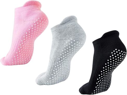 NEWCHAO Grip Non Skid Anti Slip Socks for Women and Men,3 Pairs Unisex Socks for Yoga Home Workout Barre Pilates Pregnancy in Kuwait