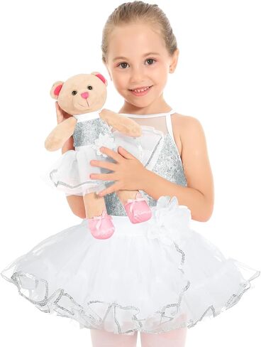 Phineein Kids Ballet Dance Dress Skirted Leotard with Matching Ballerina Teddy Bear Set, Gift for Girls in Kuwait