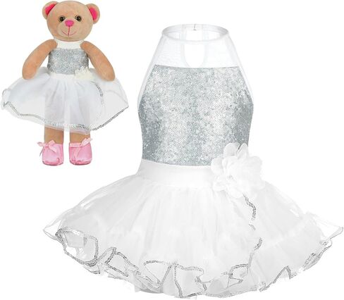 Phineein Kids Ballet Dance Dress Skirted Leotard with Matching Ballerina Teddy Bear Set, Gift for Girls in Kuwait