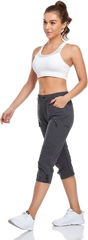 GymBrave Women's Hiking Cargo Pants Quick Dry Outdoor Camping Capris Water Resistant UPF 50 with Zipper Pockets in Saudi Arabia