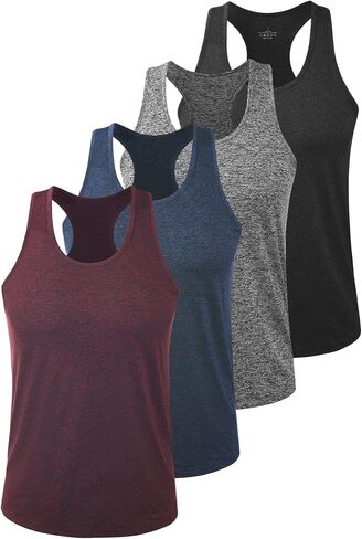 Vislivin Workout Tank Tops for Men Quick Dry Y-Back Tanks Bodybuilding Sleeveless Shirts-4 Packs in Saudi Arabia