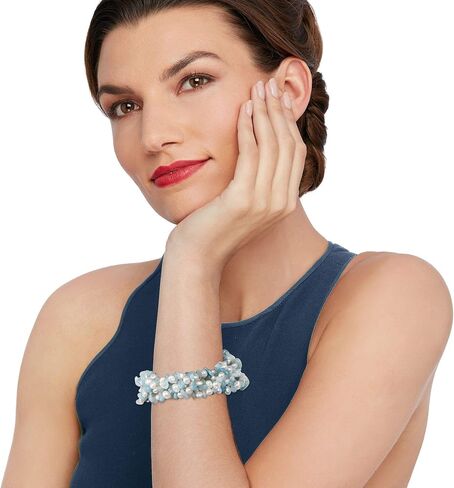 Ross-Simons Aquamarine Bead and 5-6mm Cultured Pearl Torsade Necklace With Free Bracelet. 18 inches in Saudi Arabia