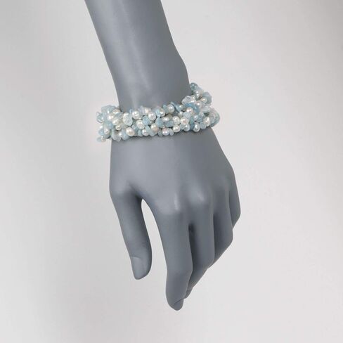 Ross-Simons Aquamarine Bead and 5-6mm Cultured Pearl Torsade Necklace With Free Bracelet. 18 inches in Saudi Arabia