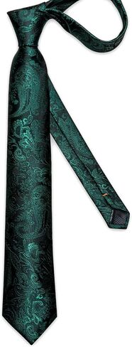DiBanGu Silk Floral Ties for Men Woven Paisley Necktie and Tie Clip Handkerchief Cufflinks Set for Party Wedding in Saudi Arabia