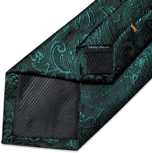 DiBanGu Silk Floral Ties for Men Woven Paisley Necktie and Tie Clip Handkerchief Cufflinks Set for Party Wedding in Saudi Arabia