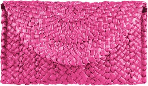 KUANG! Womens Straw Clutch Purse Handbag Shoulder Clutch Envelope Wallet Beach Straw Purse for Ladies in Kuwait