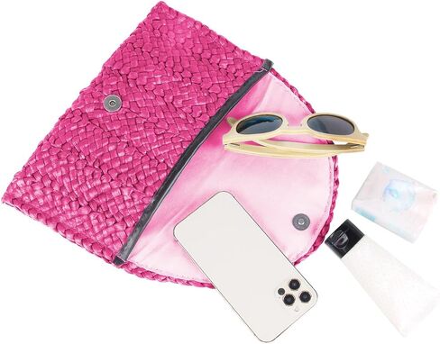 KUANG! Womens Straw Clutch Purse Handbag Shoulder Clutch Envelope Wallet Beach Straw Purse for Ladies in Kuwait
