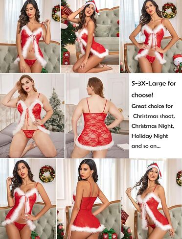 ملابس داخلية ADOME للنساء لعيد الميلاد ملابس نوم بيبي دول حمراء مثيرة سانتا in Kuwait