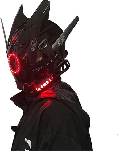 Cybe𝐫punk Mask , Halloween Cosplay Fit Party Music Festival Accessories With Light in Kuwait