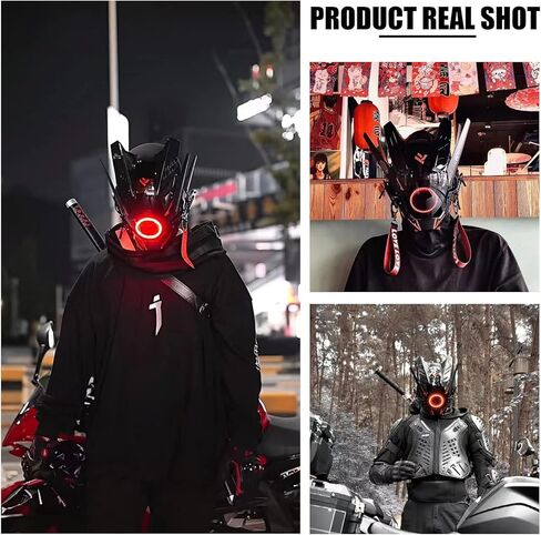 Cybe𝐫punk Mask , Halloween Cosplay Fit Party Music Festival Accessories With Light in Kuwait