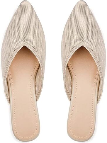 حذاء مسطح للنساء من Slocyclub، حذاء بدون كعب مسطح بمقدمة مدببة مغلقة للسيدات، حذاء مسطح محبوك منزلي سهل الارتداء، حذاء مفتوح مريح في أوائل الربيع in Kuwait