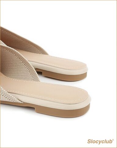 حذاء مسطح للنساء من Slocyclub، حذاء بدون كعب مسطح بمقدمة مدببة مغلقة للسيدات، حذاء مسطح محبوك منزلي سهل الارتداء، حذاء مفتوح مريح في أوائل الربيع in Kuwait