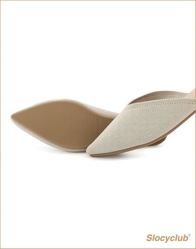 حذاء مسطح للنساء من Slocyclub، حذاء بدون كعب مسطح بمقدمة مدببة مغلقة للسيدات، حذاء مسطح محبوك منزلي سهل الارتداء، حذاء مفتوح مريح في أوائل الربيع in Kuwait