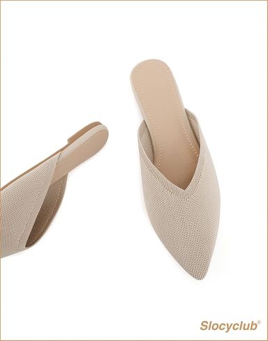 حذاء مسطح للنساء من Slocyclub، حذاء بدون كعب مسطح بمقدمة مدببة مغلقة للسيدات، حذاء مسطح محبوك منزلي سهل الارتداء، حذاء مفتوح مريح في أوائل الربيع in Kuwait