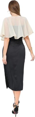 Women's Chiffon Shawl wraps Sheer Shrug Capelets for Evening Dress Wedding Cape Cover Up in Kuwait