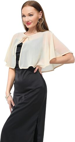 Women's Chiffon Shawl wraps Sheer Shrug Capelets for Evening Dress Wedding Cape Cover Up in Kuwait