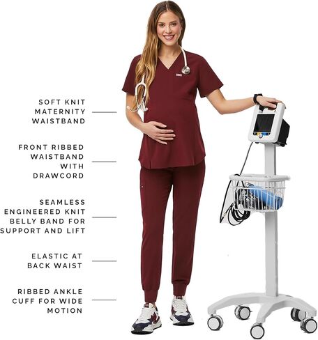 بنطال FIGS Zamora Jogger للحوامل للنساء - مقاس نحيف، 5 جيوب، تمدد في 4 اتجاهات، جزء سفلي نسائي مضاد للتجاعيد in Kuwait