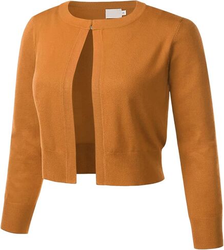 سترة صوفية نسائية كلاسيكية من COMFY WORLD بأكمام 3/4 كم بوليرو برقبة دائرية وخطاف أمامي ناعم ومتماسكة ومفتوحة (S-XL) in Kuwait