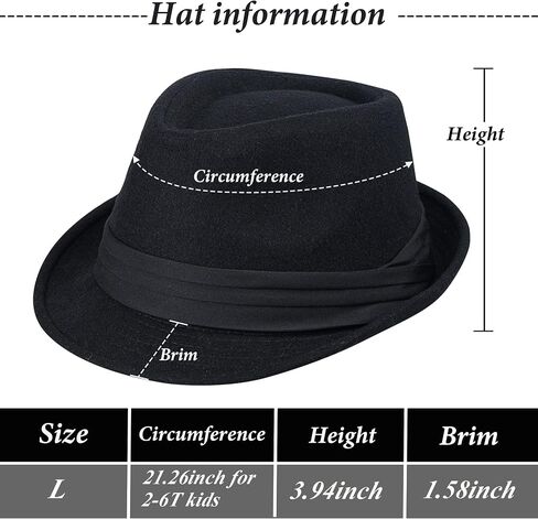 UTOWO Kids-Felt-Fedora-Trilby-Hat Toddler-Boys Derby Cuban Hat Jazz-Cap(Size 6 5/8 for 2-6T) in Saudi Arabia