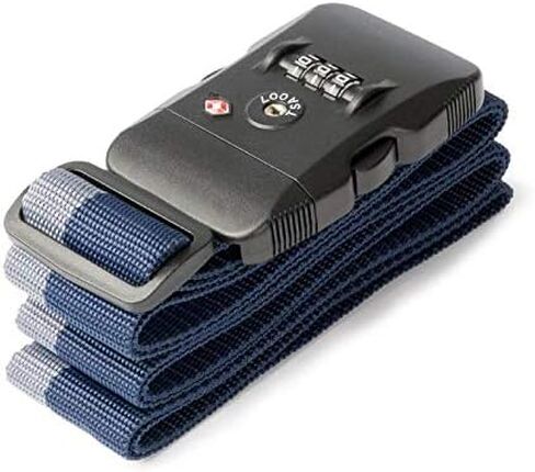 حزام امتعة معتمد من إدارة أمن المواصلات الأمريكية مزود بـ 3 أقراص قفل مركب قابل للتعديل، حزام سفر أزرق ورمادي in Kuwait