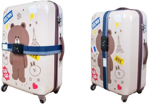 حزام امتعة معتمد من إدارة أمن المواصلات الأمريكية مزود بـ 3 أقراص قفل مركب قابل للتعديل، حزام سفر أزرق ورمادي in Kuwait