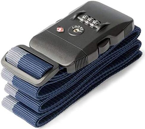 حزام امتعة معتمد من إدارة أمن المواصلات الأمريكية مزود بـ 3 أقراص قفل مركب قابل للتعديل، حزام سفر أزرق ورمادي in Kuwait