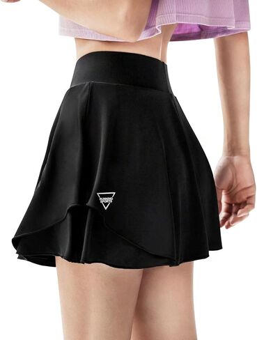 تنانير التنس النسائية المكشكشة من Tesuwel مع جيب قصير، تنانير رياضية عالية الخصر لتمارين الجري والجولف، تبريد سريع الجفاف in Kuwait