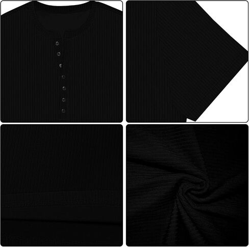LOGEEYAR Mens Knit Stretch Henley Shirt Workout Slim Fit Short Sleeve Tees Athletic Muscle Casual T-Shirt in Kuwait