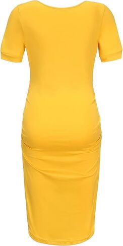 KUNINDOME Maternity Dresses for Daily, Baby Shower Photography, Short Sleeve Sleeveless Tank Dresses, Side Ruching in Kuwait