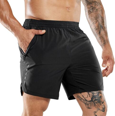 MIER Men's Running Shorts 7" Quick Dry Gym Athletic Workout Shorts with Zipper Pockets in Saudi Arabia