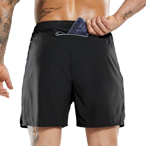 MIER Men's Running Shorts 7" Quick Dry Gym Athletic Workout Shorts with Zipper Pockets in Saudi Arabia