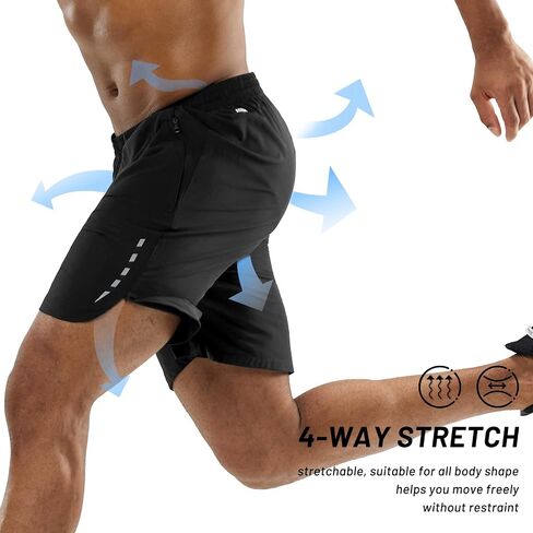 MIER Men's Running Shorts 7" Quick Dry Gym Athletic Workout Shorts with Zipper Pockets in Saudi Arabia