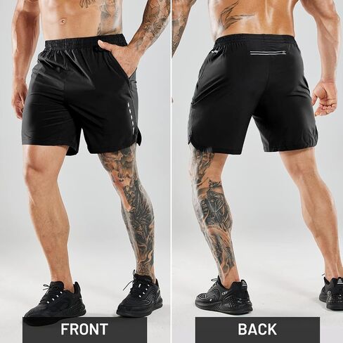 MIER Men's Running Shorts 7" Quick Dry Gym Athletic Workout Shorts with Zipper Pockets in Saudi Arabia