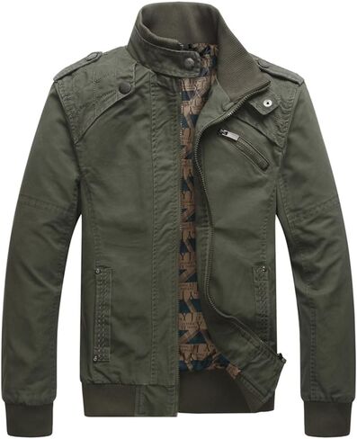 Dwar Men's Casual Washed Cotton Military Outdoor Jackets with Shoulder Straps in Saudi Arabia