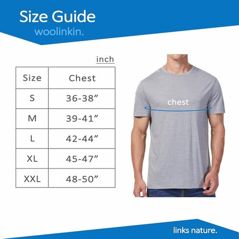 Woolinkin Merino Wool Coolmax Blend T Shirt - Men’s Durable Short Sleeve Wool Base Layer - 150 Lightweight in Kuwait