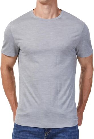Woolinkin Merino Wool Coolmax Blend T Shirt - Men’s Durable Short Sleeve Wool Base Layer - 150 Lightweight in Kuwait