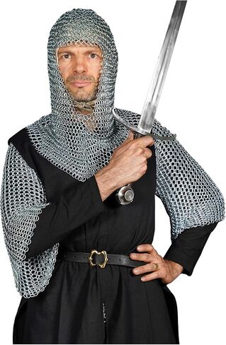 Mythrojan Chainmail Coif فارس العصور الوسطى عصر النهضة درع سلسلة البريد هود فايكنغ LARP 16 مقياس in Kuwait
