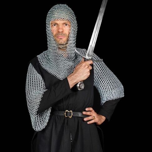 Mythrojan Chainmail Coif فارس العصور الوسطى عصر النهضة درع سلسلة البريد هود فايكنغ LARP 16 مقياس in Kuwait