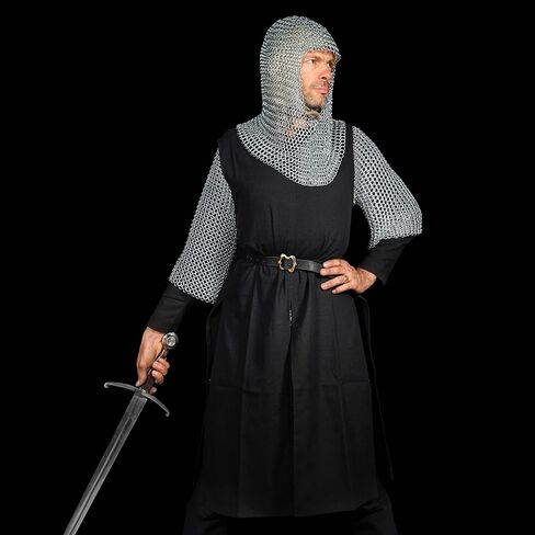 Mythrojan Chainmail Coif فارس العصور الوسطى عصر النهضة درع سلسلة البريد هود فايكنغ LARP 16 مقياس in Kuwait